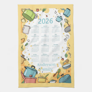 Paño De Cocina Calendario temático de cocina colorida 2026