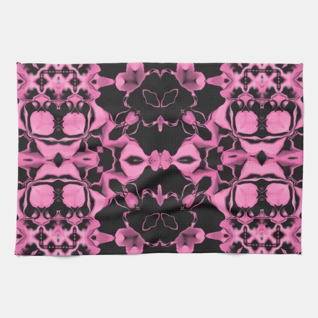 Paño De Cocina Calidoscopio Rosa con Negro (Horizontal)