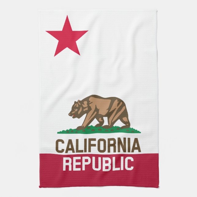 Paño De Cocina CALIFORNIA Bandera Estatal REPÚBLICA Diseños Afila (Vertical)