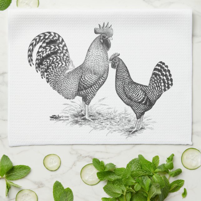 Paño De Cocina California Grey Rooster y Hen (Doblado)