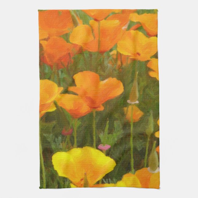 Paño De Cocina California Poppies Art (Vertical)