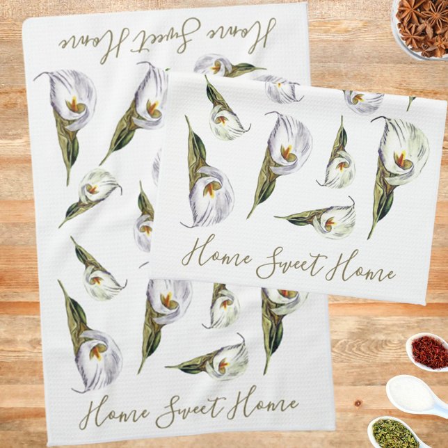 Paño De Cocina Calla Lily Pattern Hogar Sweet Home Personalizado (Subido por el creador)