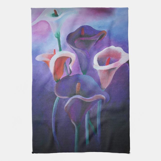 Paño De Cocina Callas Púrpura Lilac Y Arte Púrpura (Vertical)