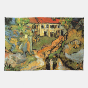 Paño De Cocina Calle del pueblo y escaleras Auvers, figuras