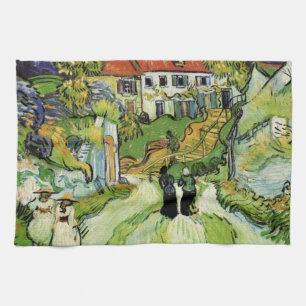 Paño De Cocina Calle del pueblo y escaleras de Auvers, figuras