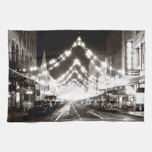 Paño De Cocina Calle Fuerte de Honolulu en 1942 de noche