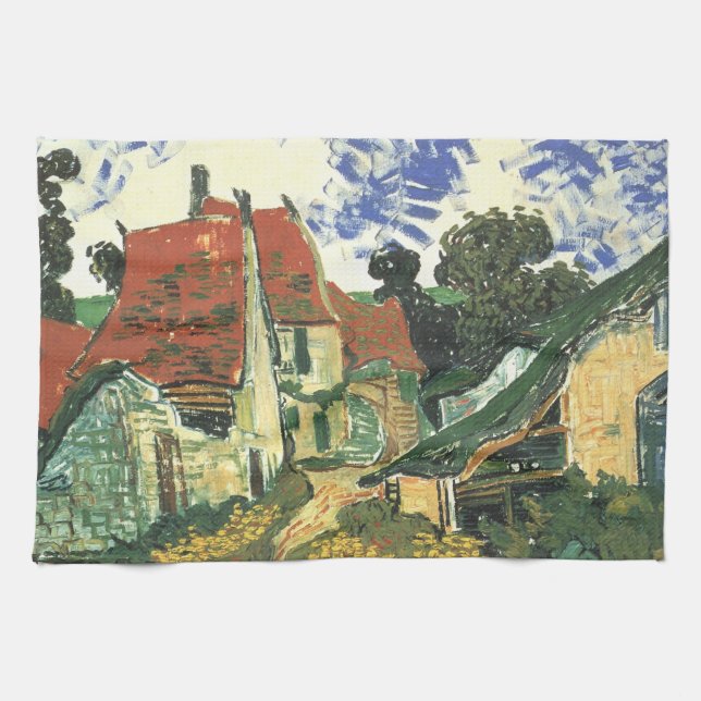 Paño De Cocina Calle Village en Auvers por Vincent van Gogh (Horizontal)