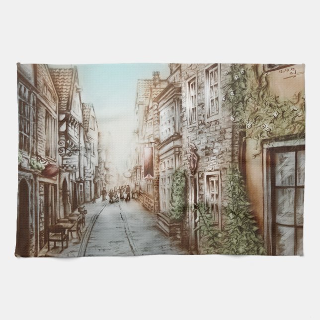 Paño De Cocina Calles de París, Francia - Arte de cosecha pastora (Horizontal)