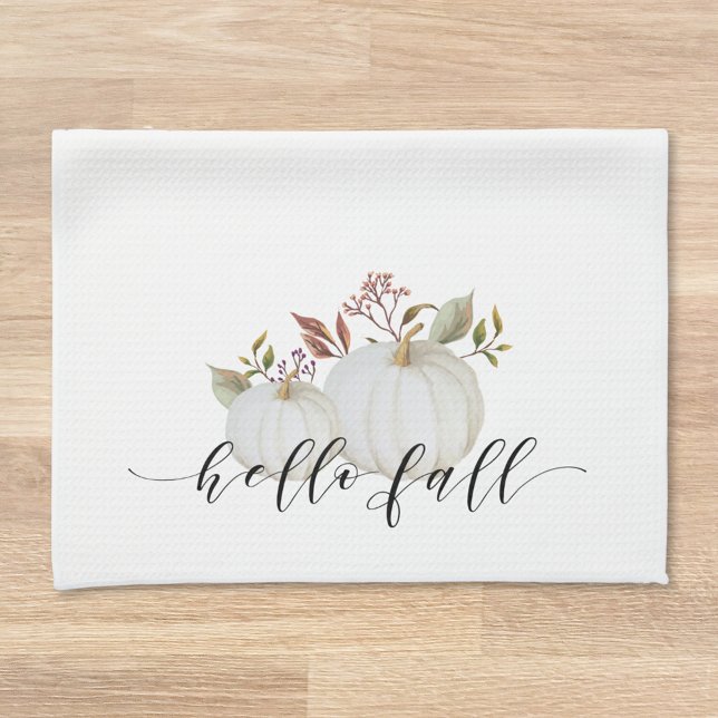 Paño De Cocina Calligrafía de calabaza festiva Hola otoño (Subido por el creador)