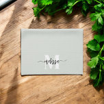 Paño De Cocina Calligrafía de pincel monograma verde salvia<br><div class="desc">Audaz monograma serif combinado con caligrafía manuscrita de pincel.</div>
