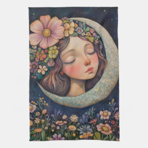 Paño De Cocina Calor floral y luna creciente