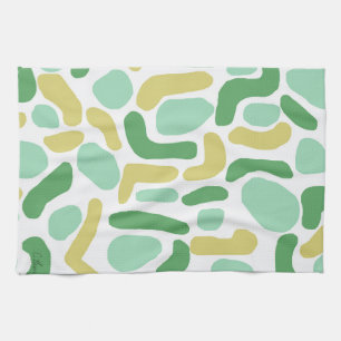 Paño De Cocina Calypso Moderno Abstracto Verde Lima Dorado