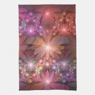 Paño De Cocina Cama de flores colorido arte abstracto fractal bri