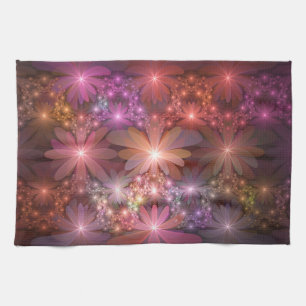 Paño De Cocina Cama De Flores Colorido Brillante Arte Fractal Abs