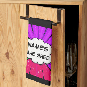 Paño De Cocina Cambiar TODO el texto Añadir nombre Shed Comic Pop
