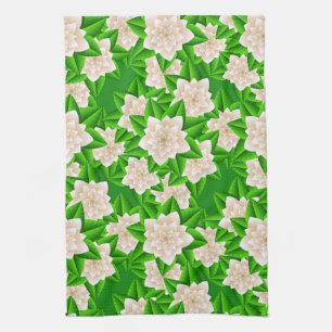 Paño De Cocina Camelias blancas y hojas verdes