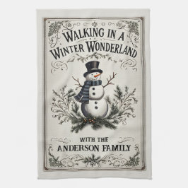 Paño De Cocina Caminando en un muñeco de nieve del país de las ma
