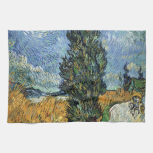 Paño De Cocina Camino con Cipreses Impresionismo de Van Gogh