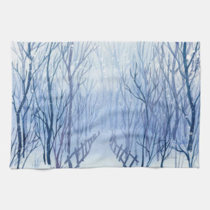 Paño De Cocina Camino de nieve en el bosque