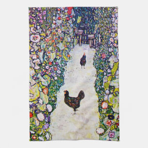 Paño De Cocina Camino Jardín con Pollos, Gustav Klimt