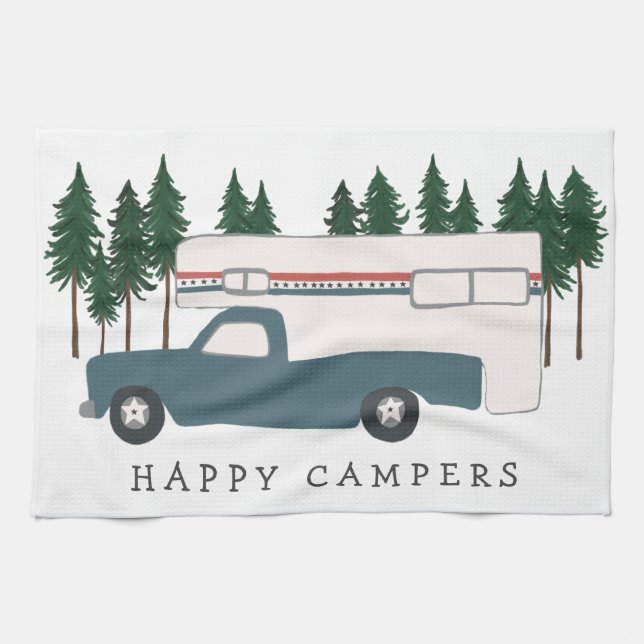 Paño De Cocina Camión Camping RVing Motorhome Árboles AZULES Whim (Horizontal)