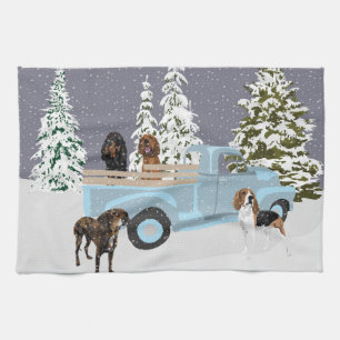 Paño De Cocina Camión Coonhound en la nieve