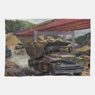 Paño De Cocina Camión de volcado de negocios de época en un lugar