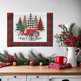 Paño De Cocina Camión navideño y árboles