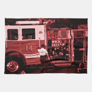 Paño De Cocina camión que entra Borgoña del bombero coloreada