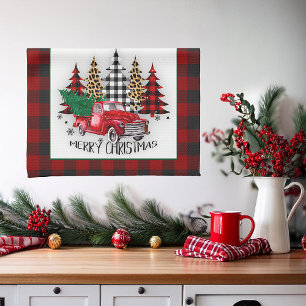 Paño De Cocina Camión y árboles de Feliz Navidad