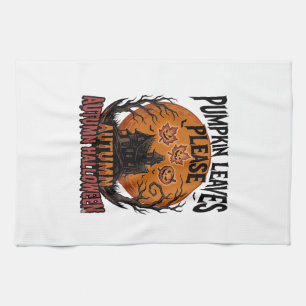 Paño De Cocina Camisa de calabaza de otoño con hojas de otoño esp