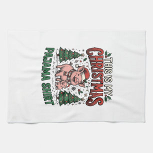 Paño De Cocina Camisa de pijama de Navidad Cerdo Lindo Vector Des