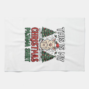 Paño De Cocina Camisa de pijama de Navidad Cerdo Lindo Vector Des