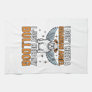 Paño De Cocina Camiseta Ángel de la Guarda Bulldog Amante de Perr