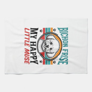 Paño De Cocina Camiseta Bichon Frise Espíritu Vintage Arte Perro_