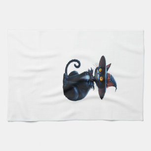 Paño De Cocina Camiseta clásica de escena de gato de Halloween de