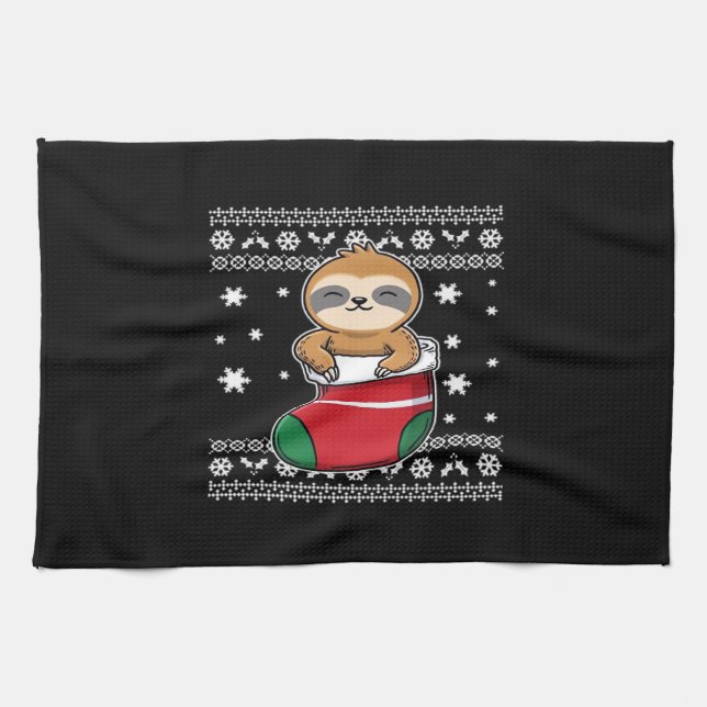 Paño De Cocina Camiseta Clásica Sloth navidades (Horizontal)