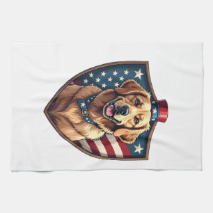 Paño De Cocina Camiseta con grabado de Golden Retriever Patriótic