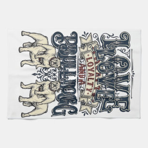 Paño De Cocina Camiseta de amor de Bulldog Grabado vintage cita d