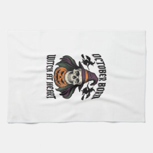 Paño De Cocina Camiseta de Bruja de Octubre Cumpleaños Vintage de