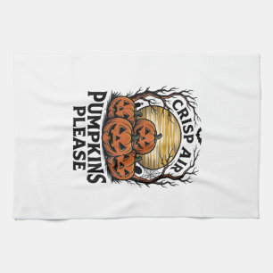 Paño De Cocina Camiseta de calabaza espeluznante Grabado vintage 