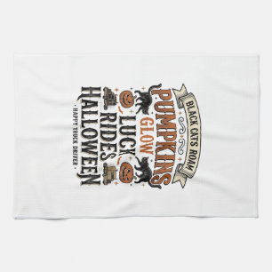 Paño De Cocina Camiseta de camionero de Halloween con gatos negro