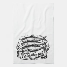 Paño De Cocina Camiseta de cita de sardina linda