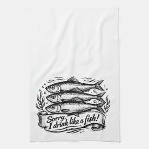 Paño De Cocina Camiseta de cita de sardina linda