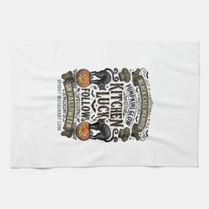 Paño De Cocina Camiseta de cocinero de Halloween Gato negro vinta