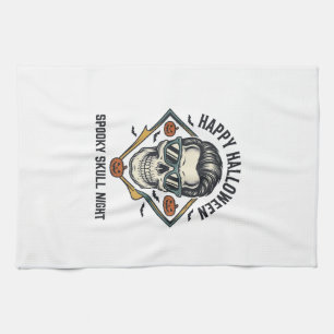 Paño De Cocina Camiseta de cráneo de Halloween Grabado vintage Gr