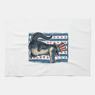 Paño De Cocina Camiseta de diseño de grabado vintage de caimán pa