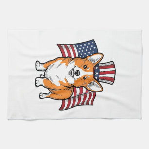 Paño De Cocina Camiseta de diseño de grabado vintage de Corgi pat