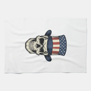 Paño De Cocina Camiseta de diseño de grabado vintage de cráneo pa