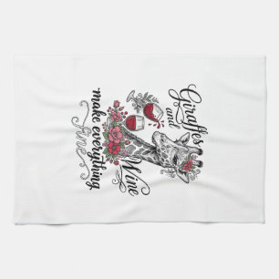 Paño De Cocina Camiseta de diseño de grabado vintage de jirafas y